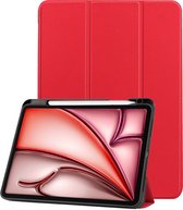Hoesje Geschikt voor iPad Air 2024 (11 inch) Hoesje Case Hard Cover Hoes Book Case Met Uitsparing Geschikt voor Apple Pencil - Rood