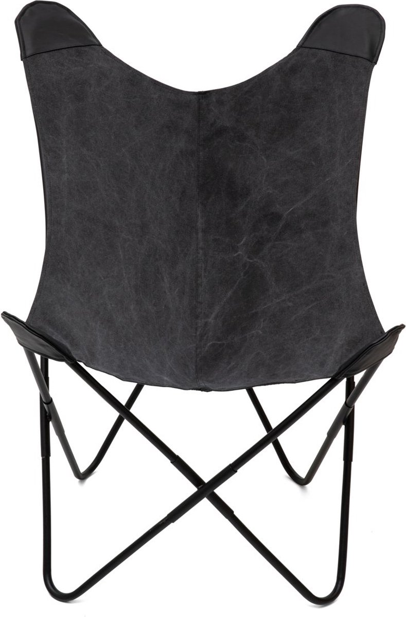 Homla Fauteuil | BUTTERFLY | met metalen frame - zwarte stof | 70x80x102 cm | ALL 807072