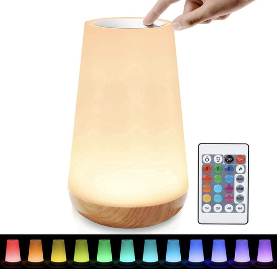 MIAROZ LED-nachtlampje, Touch-nachtlamp met 13 veranderende kleuren, oplaadbare tafellamp met warm wit plastic licht voor slaapkamer, babykamer