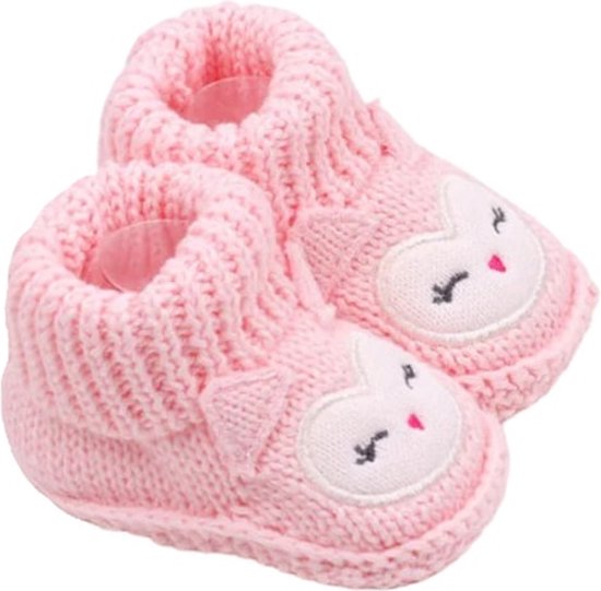 Babyslofjes newborn – jongens en meisjes - 100% katoen - Maat 16 - 9,5cm - Roze
