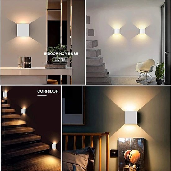 Chuvie® Wandlicht Wit binnen - LED-wandlampen binnen - 110v 220v wandlamp - IP65 wandlamp op en neer verstelbare lichtbundel - voor slaapkamer, woonkamer, trapverlichting, bedlampje, haldecoratie