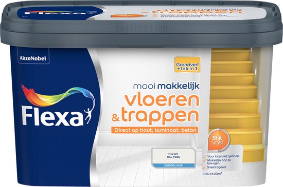 Flexa Mooi Makkelijk - Lak - Vloeren en Trappen - Mooi Ijswit 2,5 liter