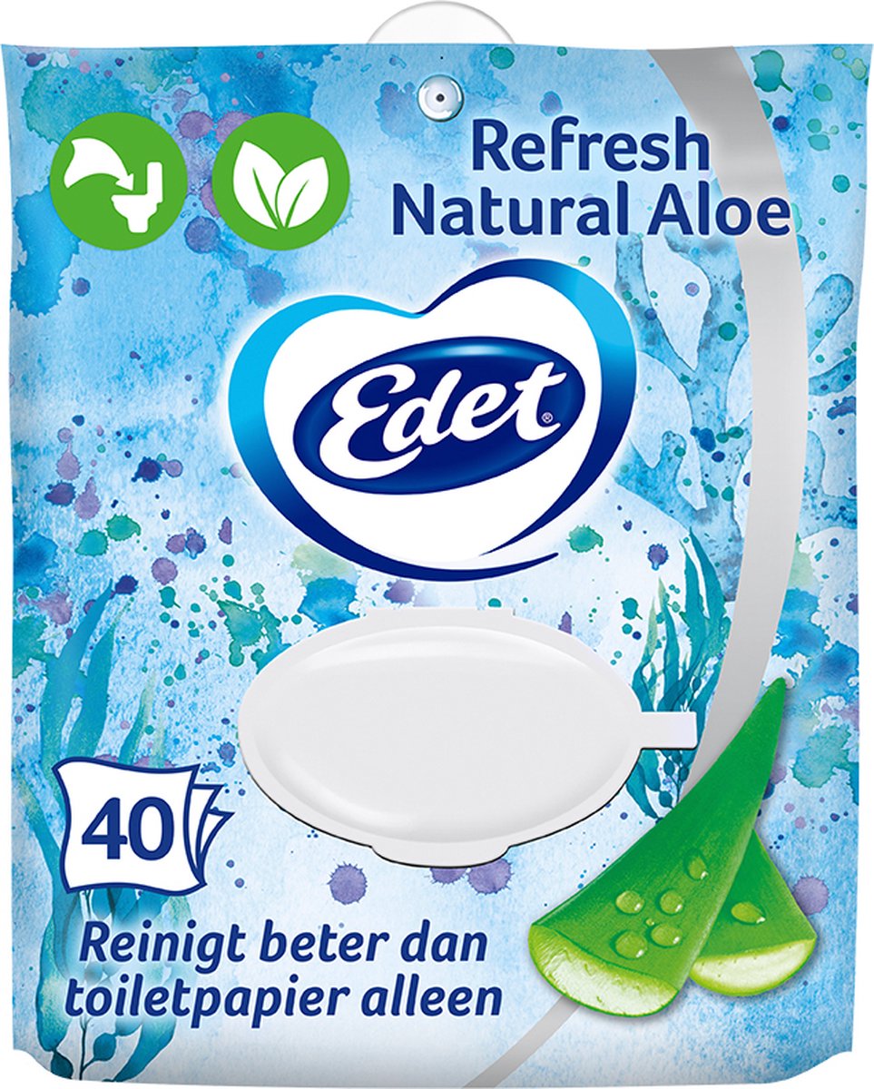 Edet Aloe Vera vochtig wc papier - halfjaar voorraad - 8 x 40 = 320 vellen - voordeelverpakking op Prijzenvolger.com