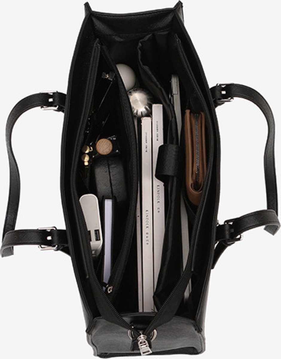 Flintronic Dameshandtas - Grote Capaciteit, Zachte PU-leer Shopper, Schouderriem, Voor Werk, Reizen, Winkelen, School - Zwart (37 x 27 x 8 cm
