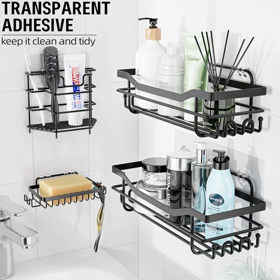 Douche Caddy Zwarte Douche Caddy Lijm Douche Organizer Hoek Wandmontage Geen Boren voor Badkamer Keuken-B3 Layer Douche Caddy Zwarte Douche Caddy Lijm Douche Organizer Hoek Wandmontage Geen Boren voor Badkamer Keuken-B3 Layer