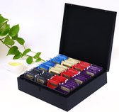 Theedoos | Bamboe theebewaardoos met 12 vakken voor thee en accessoires (Zwart) tea bag organizer