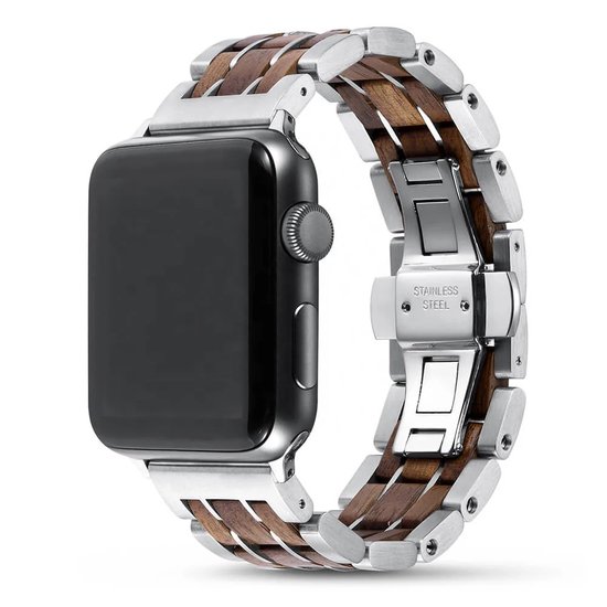 Apple Watch-bandje - walnotenhout en staal 38-41 mm