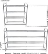 4 Tier Uitschuifbaar Schoenenrek Organisator - Houdt tot 20 Paar Schoenen - Ruimtebesparend Rek voor Garderobe boot tray