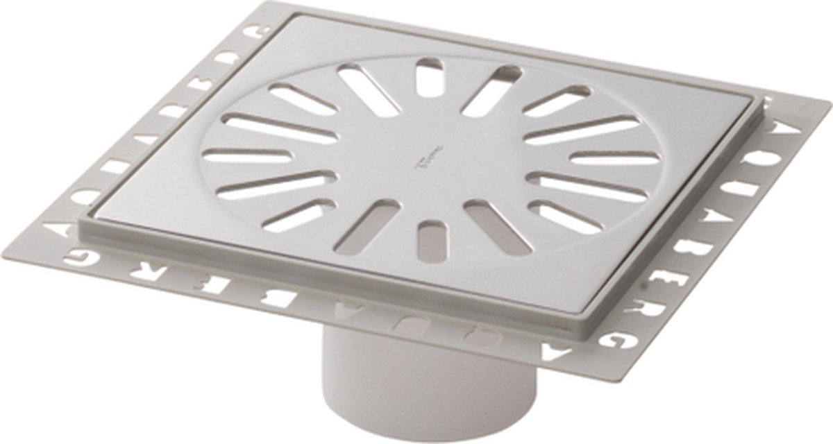 Aquaberg ABS kunststof renovatieput met RVS rooster incl. twee reukafsluiters 146x146mm inbouwhoogte 7mm
