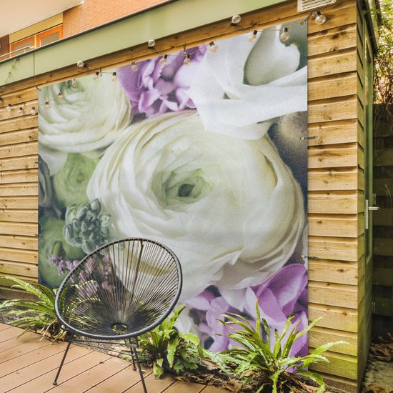 Poster Jardin Fleurs - Roses - Nature - 200x200 cm - Toile jardin - Poster extérieur
