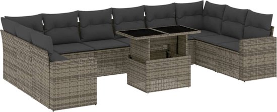 vidaXL-11-delige-Loungeset-met-kussens-poly-rattan-grijs