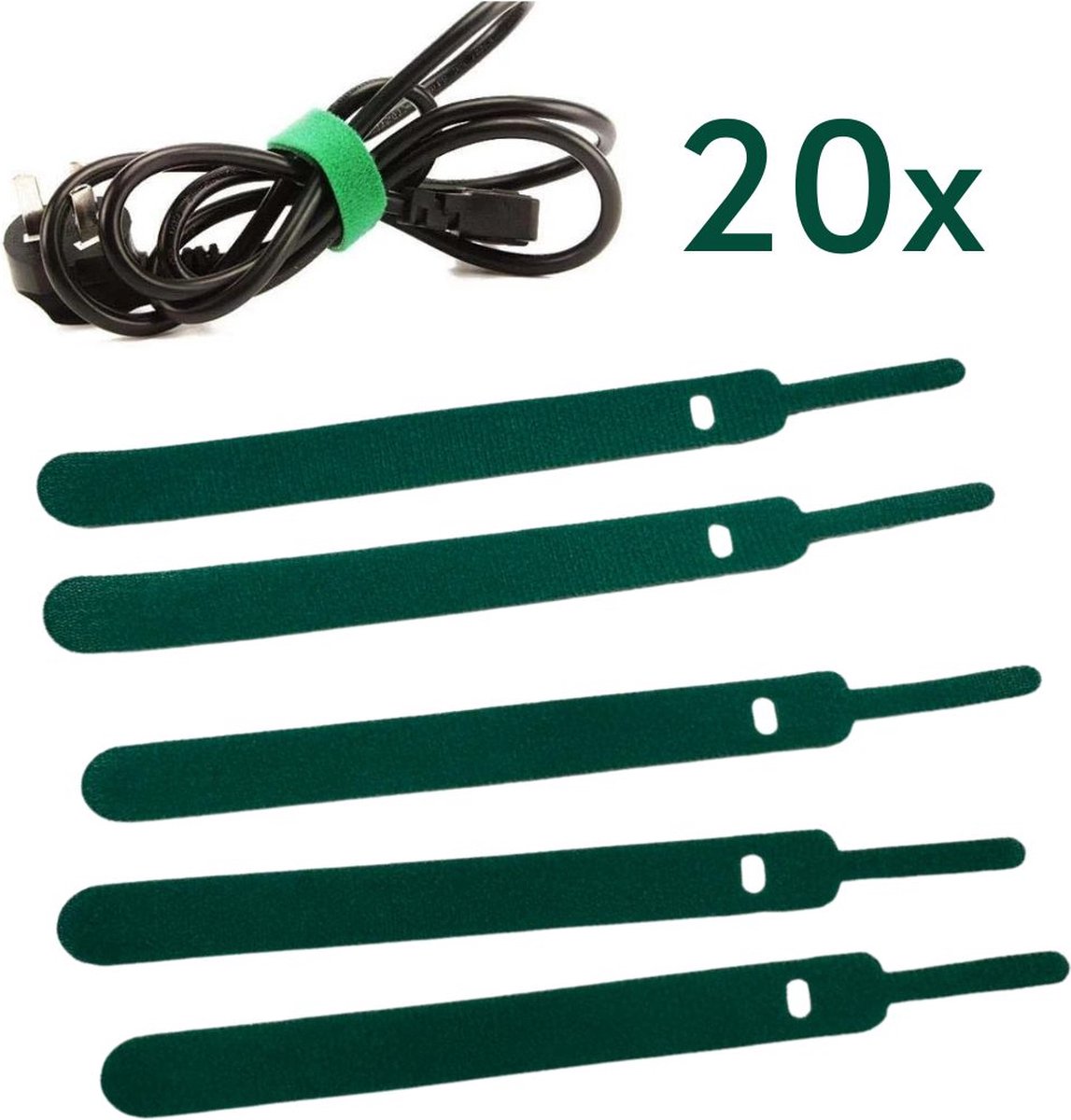20x Nylon Planten/Kabelbinders met Lus en Klittenband - 15CMx12MM - Voor binden van o.a. Kabels en Planten - Kabelmanagement