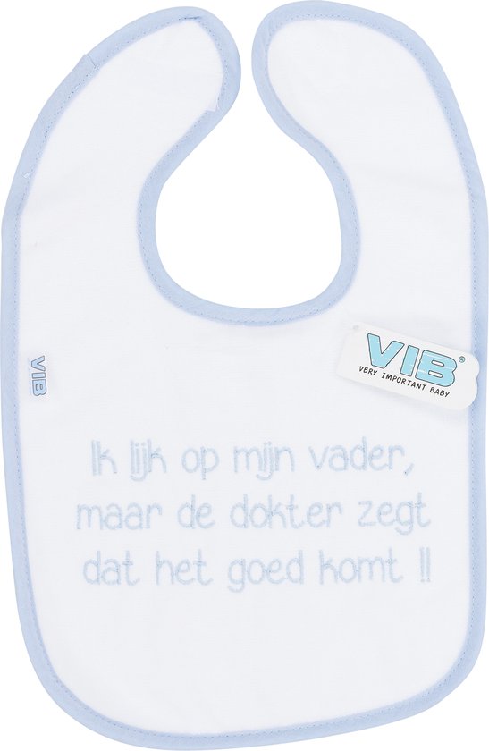 VIB® - Slabbetje Luxe velours - Ik lijk op mijn vader maar ... (Wit-Blauw) - Babykleertjes - Slabbetjes - zwangerschap aankondiging - baby aankondiging van VIB® — afbeelding 2