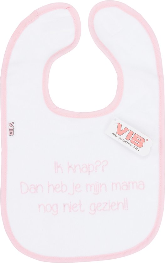 VIB® - Slabbetje Luxe velours - Ik knap ?? Dan heb je mijn mama nog niet gezien (Wit-Roze) - Babykleertjes - Slabbetjes - zwangerschap aankondiging - baby aankondiging van VIB® — afbeelding 2