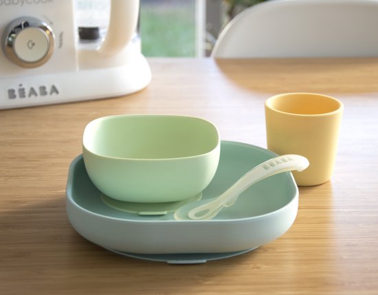 Béaba - Silicone maaltijdset - Kinderservies - 4-delig - Groen/geel van Beaba — afbeelding 4