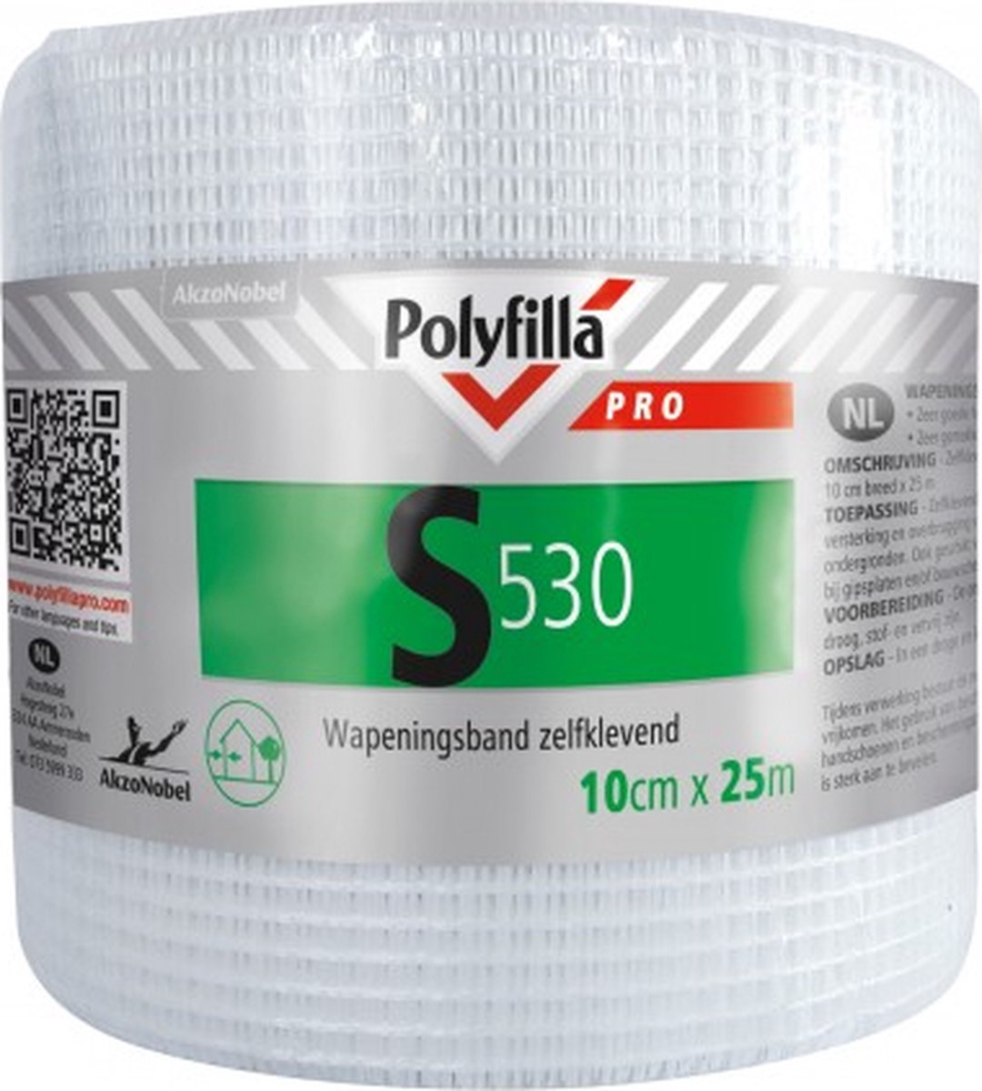 PolyFilla Pro S530 Wapeningsband Zelfklevend 10 cm x 25 mtr