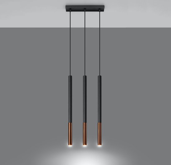 Hanglamp Mozaica 3-Lichts Zwart/Koper - Giga Meubel