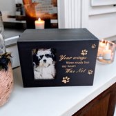 Luxe Huisdier Urn - Zwart Hout - Met fotolijstje - Urn voor kat - Urn voor Hond- De laatste aai - Crematie urn -Luxe urn voor as