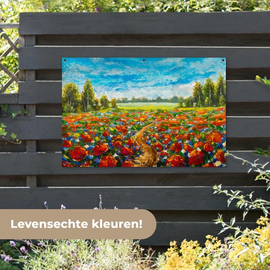 Affiche de jardin - Toile de jardin - Posters de jardin extérieur - Peinture à l'huile - Peinture - Fleurs - Paysage - 120x80 cm - Jardin