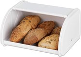 Broodtrommel met schuifdeksel - Aromadicht - Metaal - HBD: 135x26x21 cm - Wit Bread Box