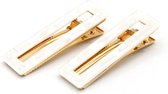 Dielay - Haarspeld Marmer - Hair Clip - Set van 2 Stuks - 62x17 mm - Wit