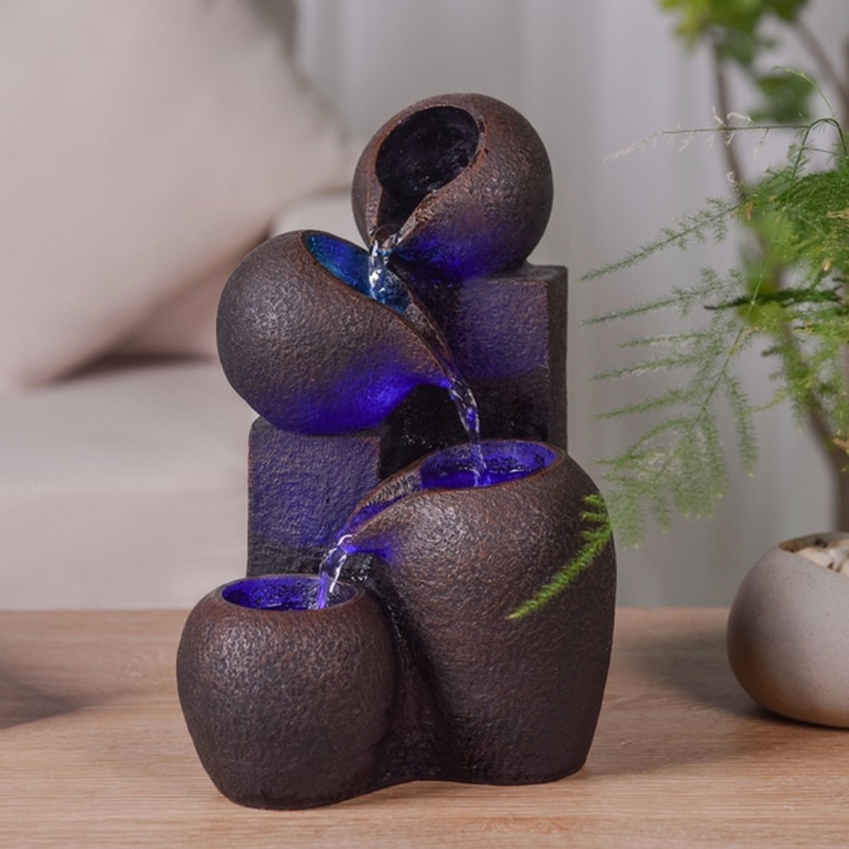 Feng Shui Webwinkel Kamerfontein Zen Luba (21cm) Binnenfontein Waterornament Incl. LED Verlichting