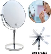 Eleganza - Make Up Spiegel - 10x Vergroting – Scheerspiegel - 360 graden verstelbaar - rond - Modern - Chroom