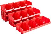 24 x hünersdorff zichtbox, stapelbox, opbergbox in maat 2, van polystyreen, hoge vormvastheid en belastbaarheid, kleur: rood