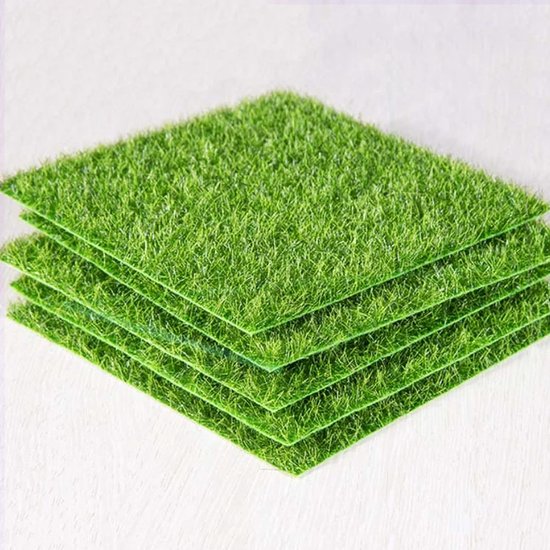 19 stuks groene kunstgrasmatten + 15 decoratieve kunstschuimrocks - DIY micro-landschap