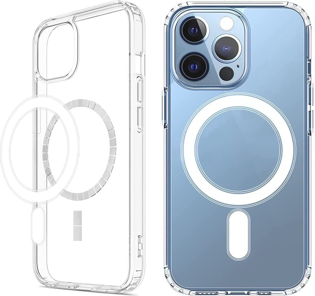 Telefoonhoesje - Geschikt voor iPhone 13 Pro Hoesje - Magnetisch - Transparant - Military Grade - Transparant