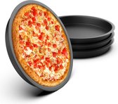 Pizza bakplaat Ø 20 cm, set van 4 pizzaplaat roestvrij staal, ronde pizzaform, niet gecoat voor bakken, niet giftig en eenvoudig te reinigen