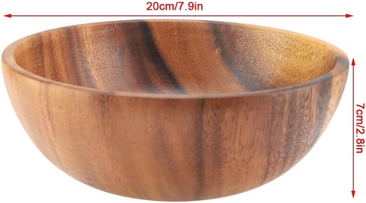 JT2D Houten saladekom, grote kom van acaciahout 9,4, kan worden gebruikt voor salade