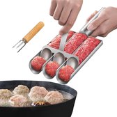 Keukenmeatball-maker, roestvrij staal, drievoudige vleestlops maker met snijspatten, gehaktballen, anti-aanbak, gehaktballen, machine voor koken gereedschap, accessoires (3)