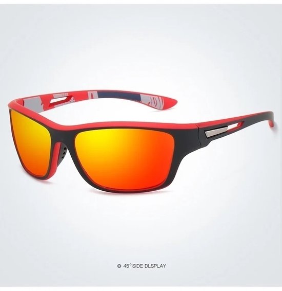 sport zonnebril UV 400 outdoor, rood zwart grijs