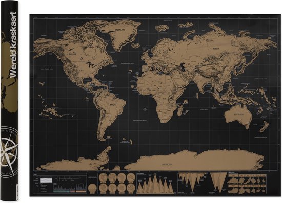 spoelen olifant tekort Aretica Wereld kraskaart / Scratch map / Wereldkaart / Wereldkaart  wanddecoratie /... | bol.com