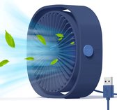 USB Ventilator Draagbaar Stil - 3 Snelheden - USB Voeding Thuis en Kantoor - Blauw
