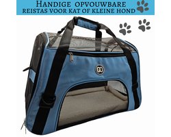 Opvouwbare Katten reismand-Kattenreistas-met schouderband-Lichtgewicht-Dierentransport-Reismand kat-Diervriendelijk-Wasmachine bestendig-Gozyno-Licht Blauw-inclusief Dons matje-Gratis speeltje