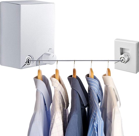 Intrekbare Roestvrijstalen Uitschuifbare Muurbevestiging - Handige Ophanghaak voor Kleding, Handdoeken en Meer - Duurzame Constructie voor Langdurig Gebruik - Ruimtebesparende Oplossing - Eenvoudig te Monteren - Stijlvol en Functioneel