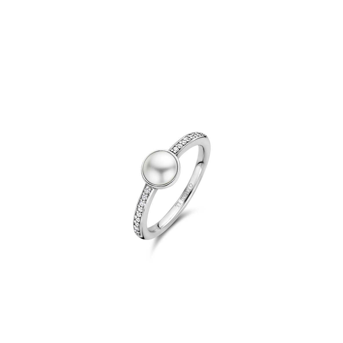 TI SENTO Dames Ring - 925 zilver - Wit parel - Maat 17.25 mm / maat 54 - 12308PW