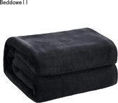 HDJ Fleece Deken - Extra Groot - Zachte en Warme Sofa Cover - Fleece Plaid - 150x200cm - Anti-Pilling - Zwart