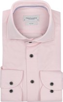 Profuomo slim fit heren overhemd - jersey - roze - Strijkvriendelijk - Boordmaat: 38