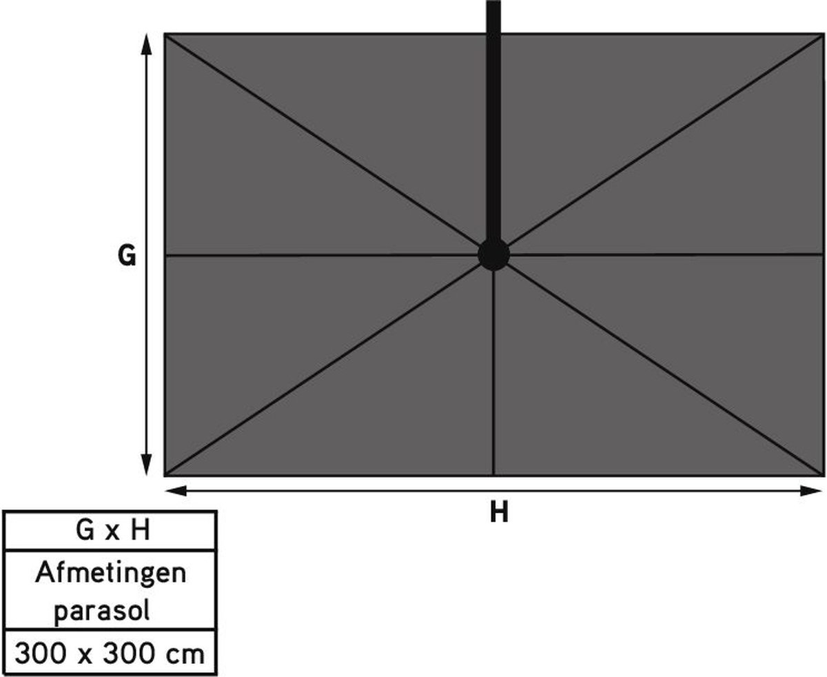 4 Seasons Outdoor Siesta Premium zweefparasol 300 x 300 cm met voet en hoes - charcoal