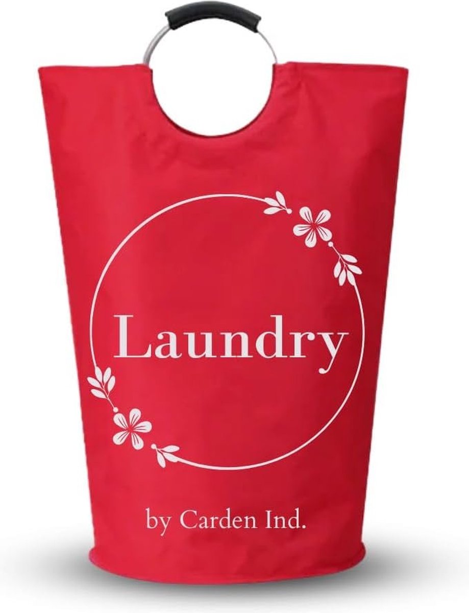 Goedkoopste Rode wasmand met een capaciteit van 82 liter wasmand, wassorteerder, wasmand, waszak - opvouwbaar - met 'wasgoed' en bloemmotief - cadeau