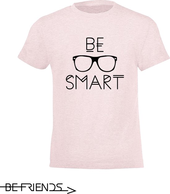 Be Friends T-Shirt - Be Smart - Kinderen - Roos - Maat 12 jaar
