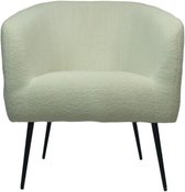 HSM Collection Fauteuil Wit/Zwart Teddy/Bouclé/Metaal