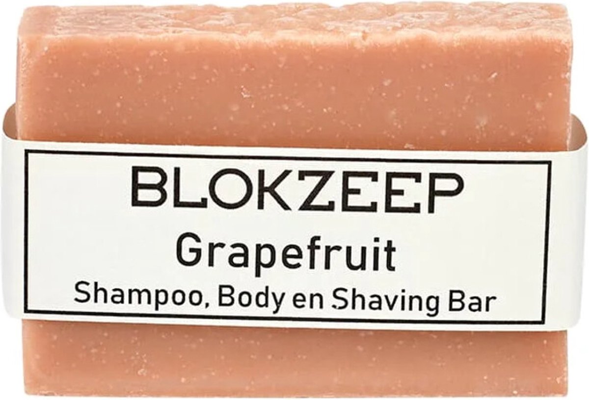 Blokzeep 3- in- 1 Natuurlijke Scheerzeep Shampoo & Body Bar Grapefruit 100 gr