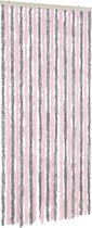 vidaXL-Vliegengordijn-100x220-cm-chenille-zilvergrijs-en-roze