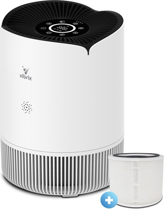 Vibrix PureFlow30 luchtreiniger - 50 m² - Automatische stand + 5-in-1 filtersysteem - Luchtkwaliteitsindicator - Ionisator - Luchtfilter - Air purifier met HEPA-filter