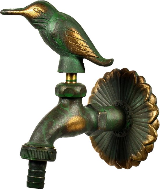 Foto: Nostalgische uitloopventiel vogel 11220 1 2 messing gepatineerd lange afstand tot de muur massieve wandrozet