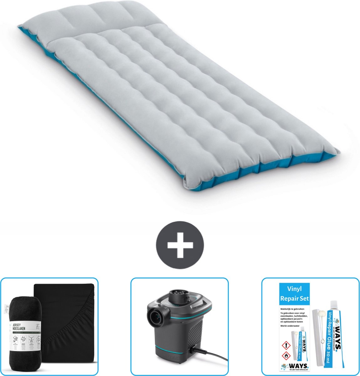 Intex Campingmat - 1-Persoons - 67 x 184 x 17 cm - Blauw - Inclusief Accessoires CB8